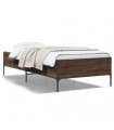 vidaXL Bed Frame Brown Oak 100x200 cm Engineered Wood and Metal