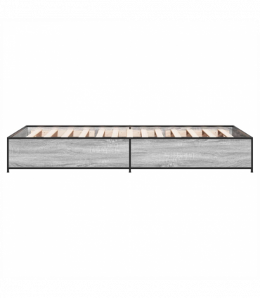 vidaXL Bed Frame Grey Sonoma 90x190 cm Single Engineered Wood and Metal