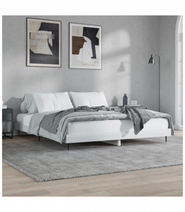 vidaXL Bed Frame High Gloss White 120x200 cm Engineered Wood