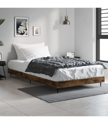 vidaXL Bed Frame Smoked Oak 100x200 cm Engineered Wood