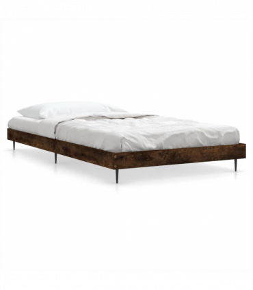 vidaXL Bed Frame Smoked Oak 100x200 cm Engineered Wood