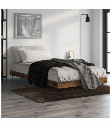 vidaXL Bed Frame Smoked Oak 100x200 cm Engineered Wood