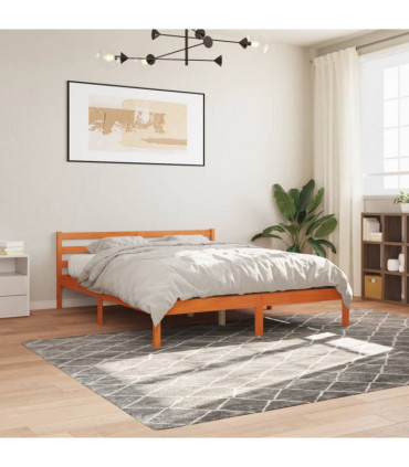 vidaXL Bed Frame Wax Brown 200x200 cm Solid Wood Pine