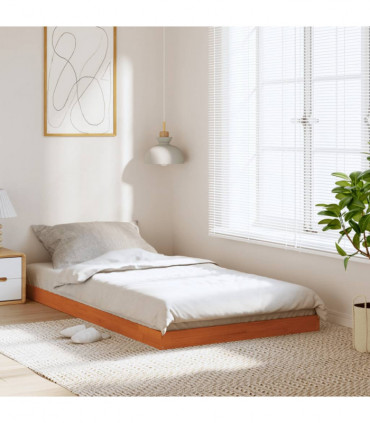 vidaXL Bed Frame Wax Brown 90x200 cm Solid Wood Pine