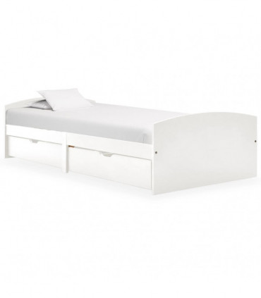 vidaXL Bed Frame with 2 Drawers White Solid Pine Wood 90x200 cm