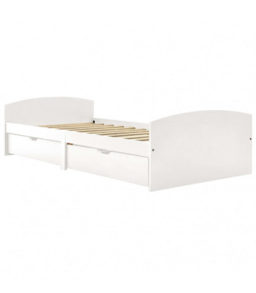 vidaXL Bed Frame with 2 Drawers White Solid Pine Wood 90x200 cm
