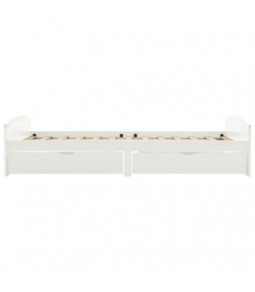 vidaXL Bed Frame with 2 Drawers White Solid Pine Wood 90x200 cm