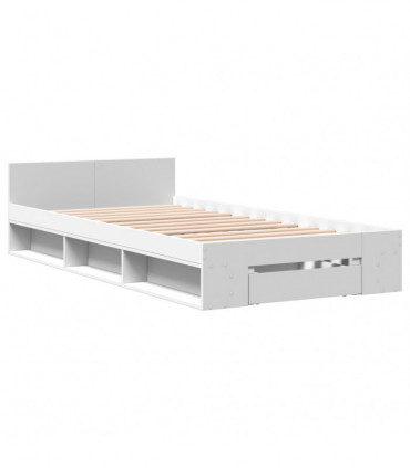 vidaXL Bed Frame with Drawer White 100x200 cm Engineered Wood
