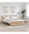 vidaXL Bed Frame with Headboard Brown 180 x 200 cm Solid pine wood