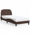 vidaXL Bed Frame with Headboard Brown 90x200 cm Faux Leather