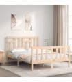 vidaXL Bed Frame with Headboard Small Double Solid Wood