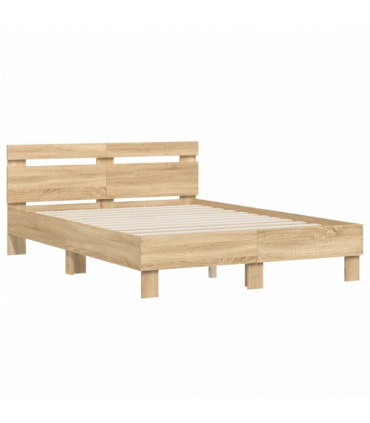 vidaXL Bed Frame with Headboard Sonoma Oak 120x190 cm Small Double Engineered Wood
