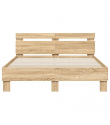 vidaXL Bed Frame with Headboard Sonoma Oak 120x190 cm Small Double Engineered Wood