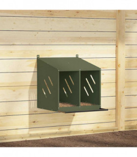 vidaXL Chicken Nesting Box with 2 Compartments Olive Green Metal