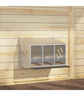 vidaXL Chicken Nesting Box with 3 Compartments Galvanized Silver Metal