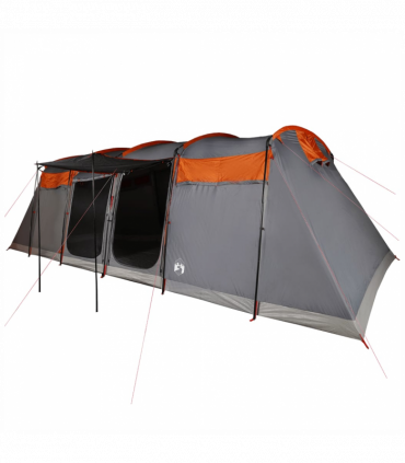 vidaXL Family Tent Tunnel 8-Person Grey and Orange Waterproof