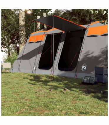 vidaXL Family Tent Tunnel 8-Person Grey and Orange Waterproof