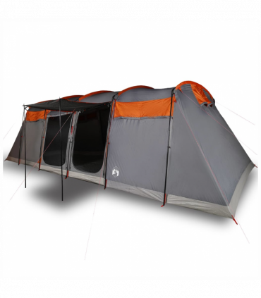 vidaXL Family Tent Tunnel 8-Person Grey and Orange Waterproof