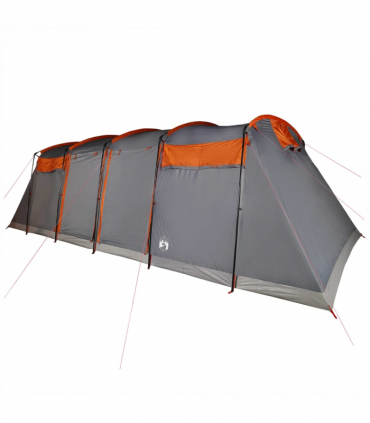 vidaXL Family Tent Tunnel 8-Person Grey and Orange Waterproof