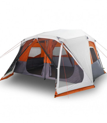 vidaXL Family Tent with LED 10-Person Light Grey and Orange Quick Release