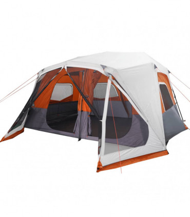 vidaXL Family Tent with LED 10-Person Light Grey and Orange Quick Release