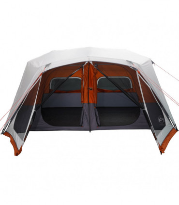 vidaXL Family Tent with LED 10-Person Light Grey and Orange Quick Release