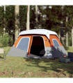 vidaXL Family Tent with LED 6-Person Light Grey and Orange Quick Release