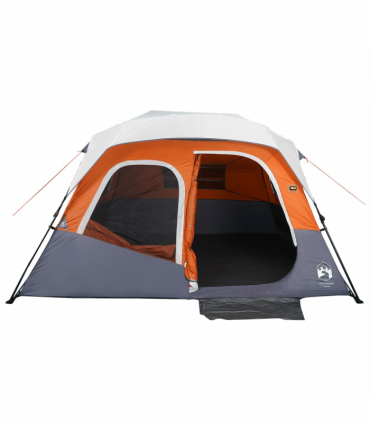 vidaXL Family Tent with LED 6-Person Light Grey and Orange Quick Release