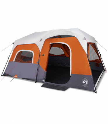 vidaXL Family Tent with LED 9-Person Light Grey and Orange Quick Release