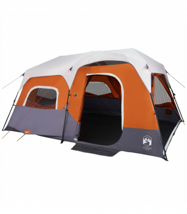 vidaXL Family Tent with LED 9-Person Light Grey and Orange Quick Release