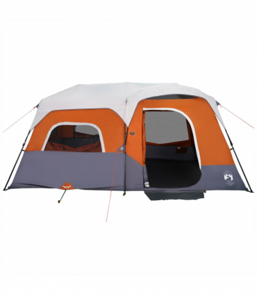 vidaXL Family Tent with LED 9-Person Light Grey and Orange Quick Release