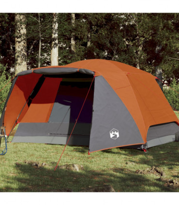 vidaXL Family Tent with Porch 6-Person Grey and Orange Waterproof