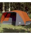 vidaXL Family Tent with Porch 6-Person Grey and Orange Waterproof