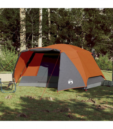 vidaXL Family Tent with Porch 6-Person Grey and Orange Waterproof