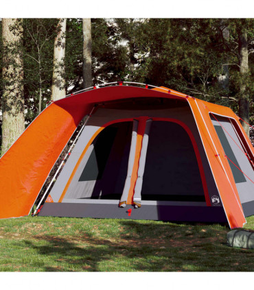 vidaXL Family Tent with Porch 9-Person Grey and Orange Quick Release