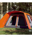 vidaXL Family Tent with Porch 9-Person Grey and Orange Quick Release