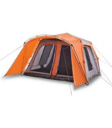 vidaXL Family Tent with Porch 9-Person Grey and Orange Quick Release