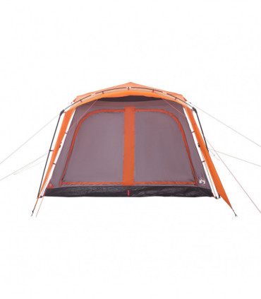 vidaXL Family Tent with Porch 9-Person Grey and Orange Quick Release