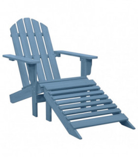 vidaXL Garden Adirondack Chair with Ottoman Solid Fir Wood Blue