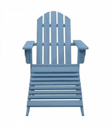 vidaXL Garden Adirondack Chair with Ottoman Solid Fir Wood Blue