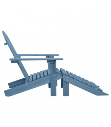 vidaXL Garden Adirondack Chair with Ottoman Solid Fir Wood Blue