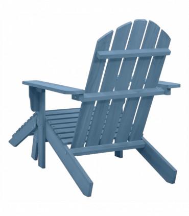 vidaXL Garden Adirondack Chair with Ottoman Solid Fir Wood Blue