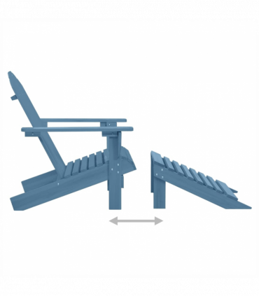 vidaXL Garden Adirondack Chair with Ottoman Solid Fir Wood Blue