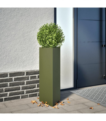 vidaXL Garden Planter Olive Green Triangular 30x26x75 cm Steel