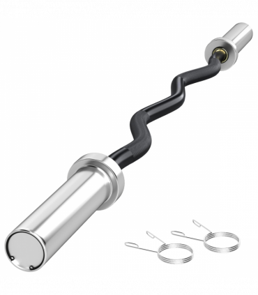 120cm EZ Curl Bar with Spring Clips, Barbell Bar for 5cm Weight Plates, 8kg