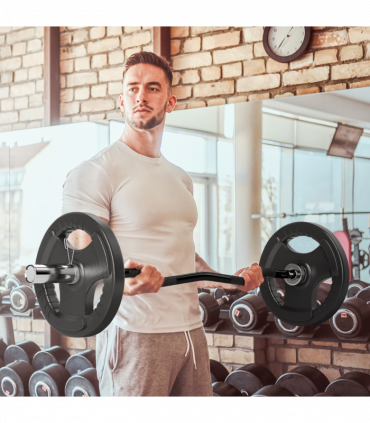 120cm EZ Curl Bar with Spring Clips, Barbell Bar for 5cm Weight Plates, 8kg