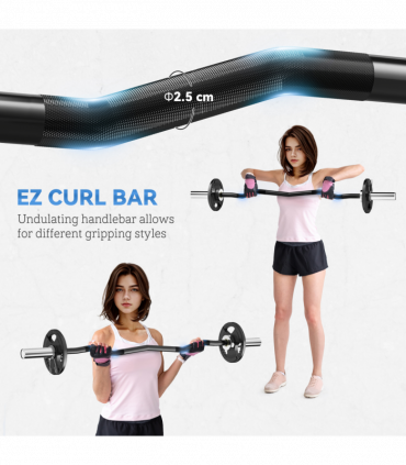 120cm EZ Curl Bar with Spring Clips, Barbell Bar for 5cm Weight Plates, 8kg