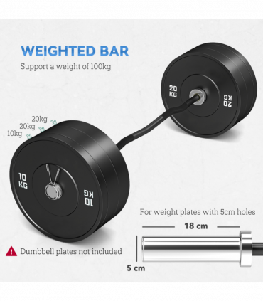 120cm EZ Curl Bar with Spring Clips, Barbell Bar for 5cm Weight Plates, 8kg