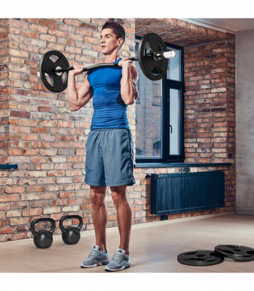 120cm EZ Curl Bar with Spring Clips, Barbell Bar for 5cm Weight Plates, 8kg