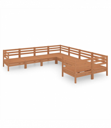 vidaXL 8 Piece Garden Lounge Set Solid Wood Pine Honey Brown